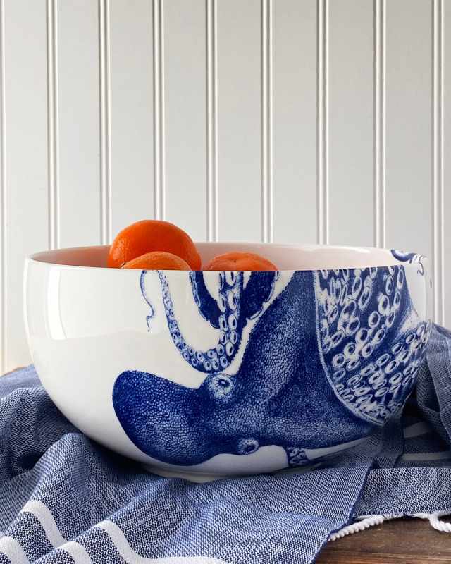 Blue Lucy Round Serving Bowl, 10"